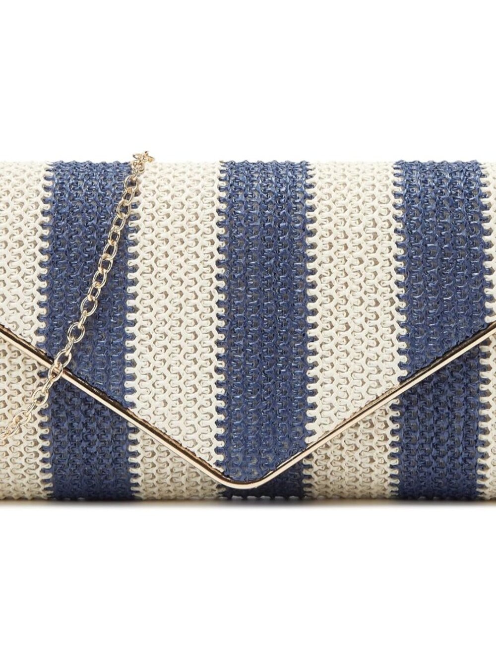 Straw Clutch Bag Women Summer Woven Handbag Striped Chain Crossbody Envelope Sho